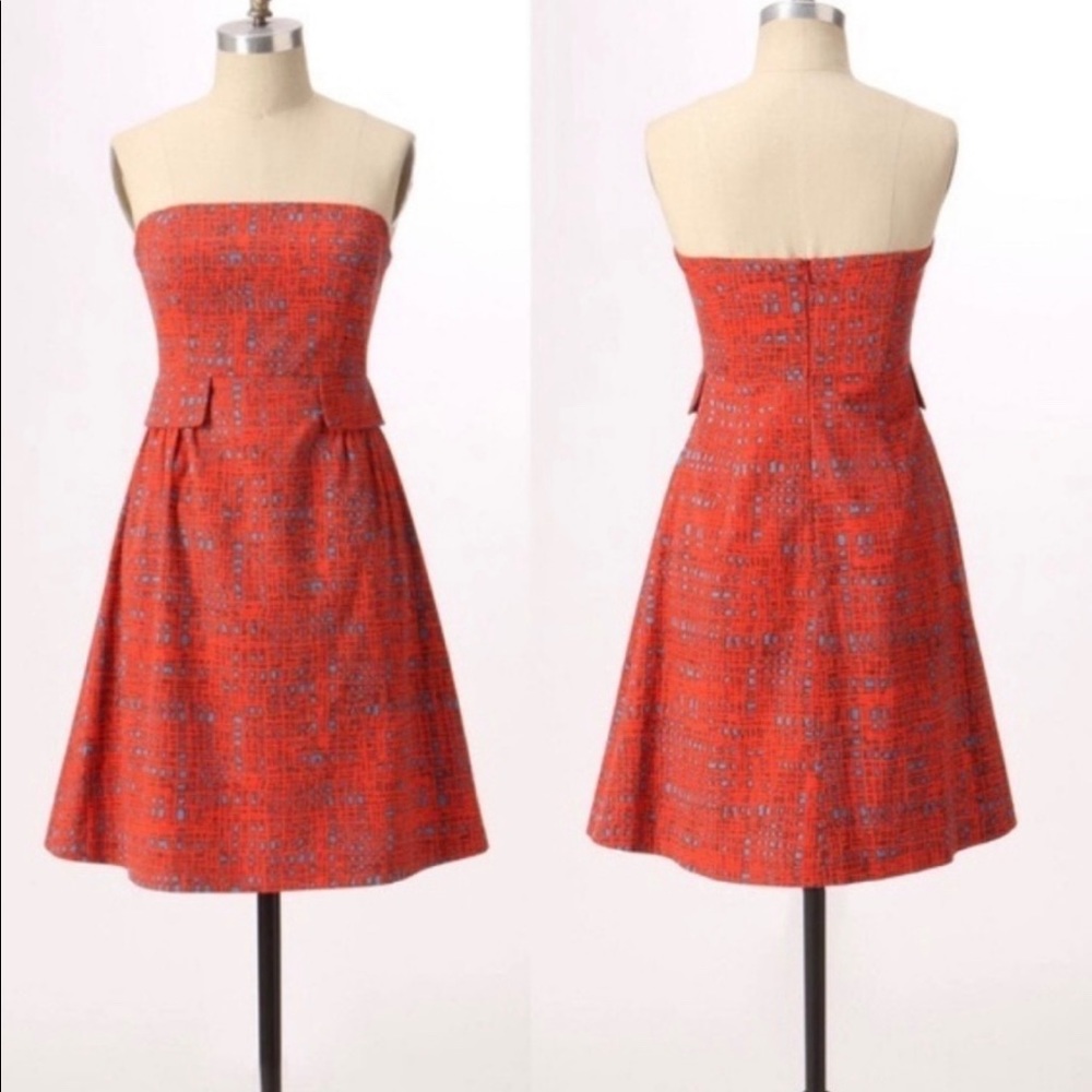 Anthropologie Tabitha Crosshatch Strapless Dress
